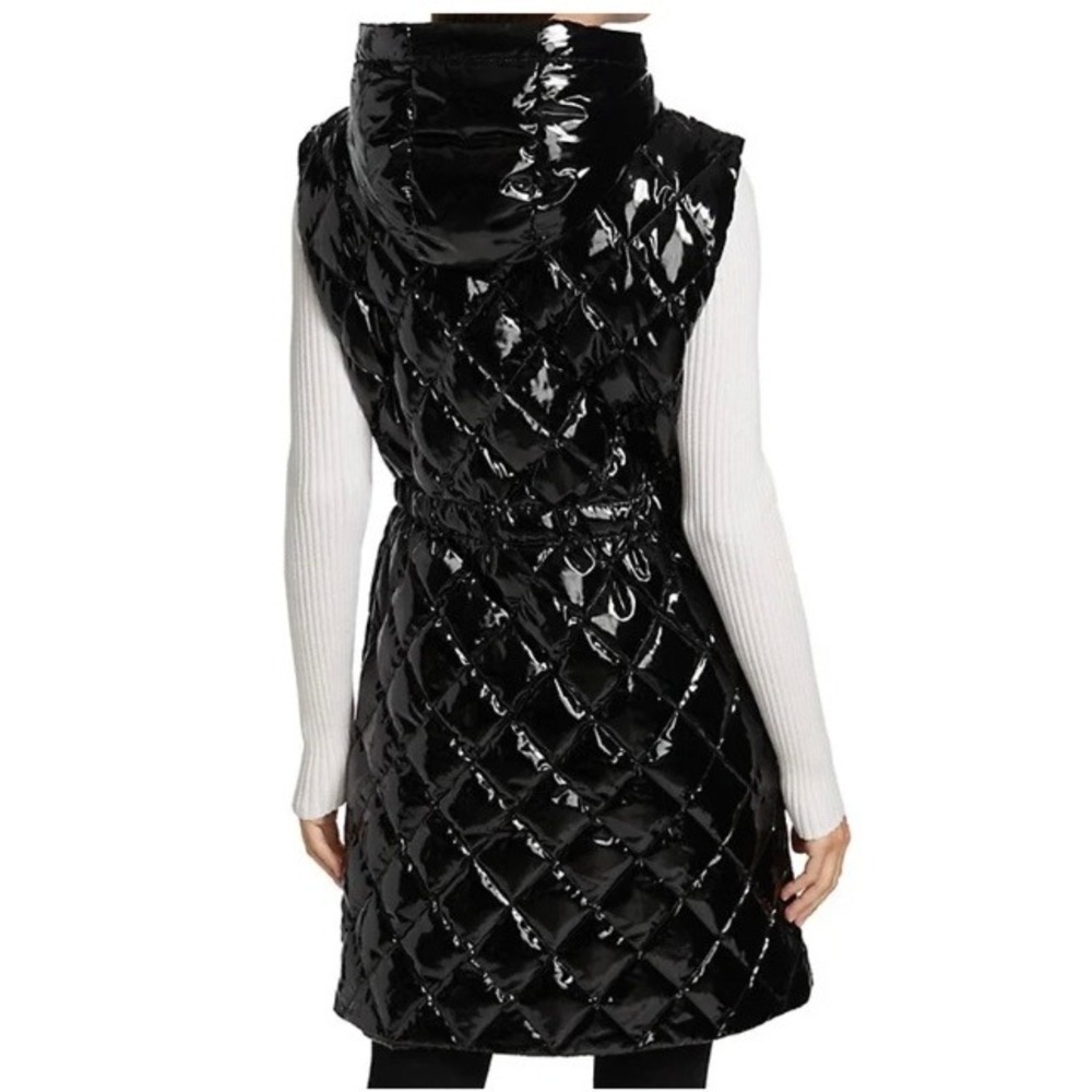 Alice + Olivia Daniel Maxi Black Quilted Hooded‎ Puffer Vest S - Picture 12 of 14